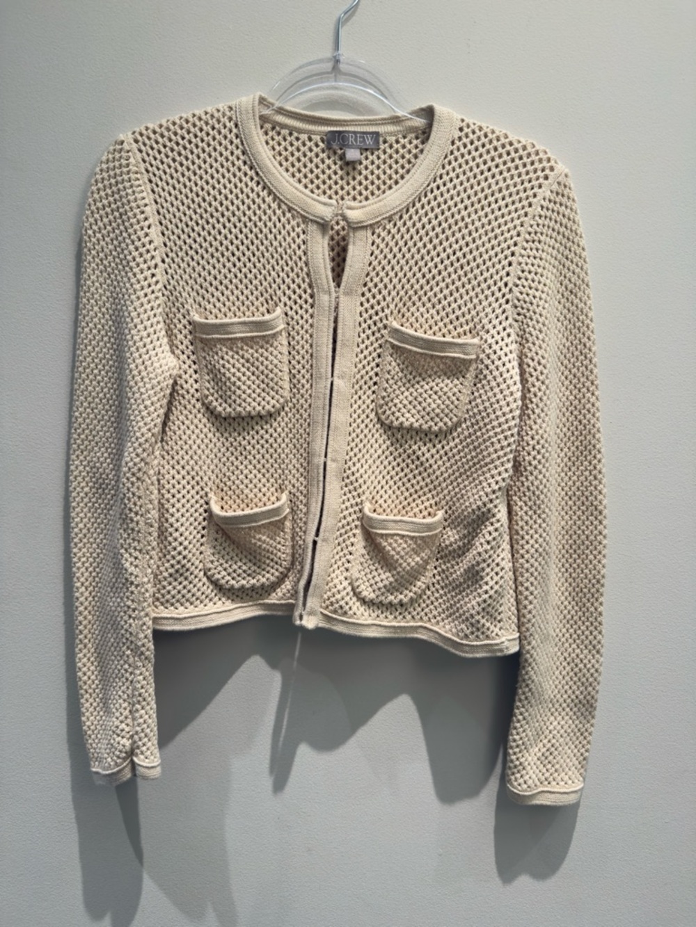 J. Crew - Open Pointelle-Stiched Cardigan Warm Sesame Cream Size Small Women’s - Picture 5 of 12